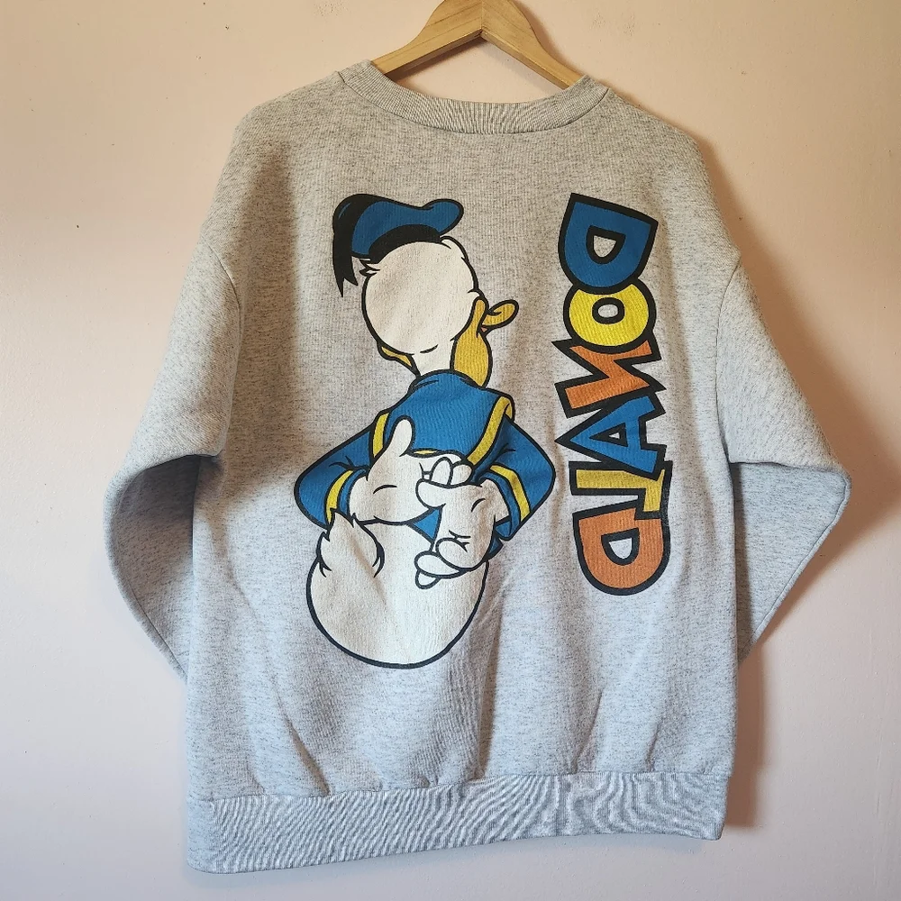Rare Vintage 1980s Donald Duck Crewneck Sweatshirt Gray Size L Made in USA - Picture 3 of 7